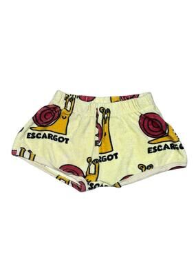 Kids Yellow Escargot Print Lounge Shorts